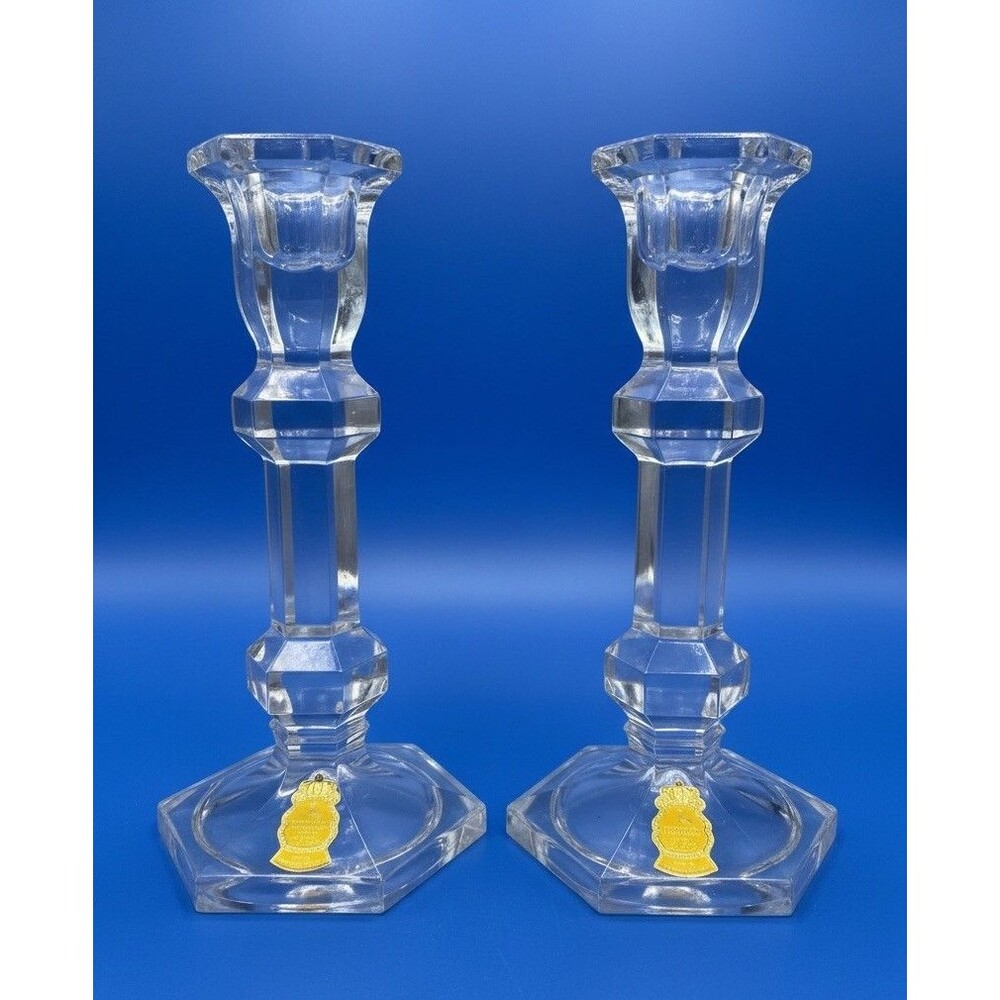 Imperlux 24% Lead Crystal Candlestick Holders Set of 2 West Germany VTG 7.25"
